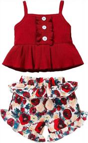 img 4 attached to Feidoog Toddler Baby Girl Summer Shorts Outfits Sling Top+ Floral Short Pants 2Pcs Outfit Set