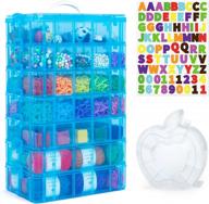 7 layers stackable storage container, 70 adjustable compartments (blue) stackable storage container, perfect for kids toys, art crafts, jewelry, supplies, mini case & letter sticker included logo