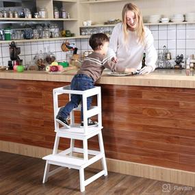 img 4 attached to 🥘 Safety-Enhanced SDADI Kitchen Step Stool for Toddlers 18 Months+, White LT01W