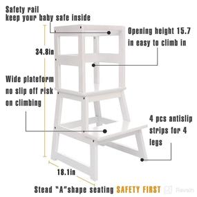 img 2 attached to 🥘 Safety-Enhanced SDADI Kitchen Step Stool for Toddlers 18 Months+, White LT01W