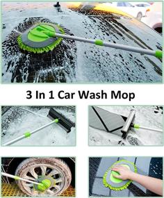 img 1 attached to 15 Piece Car Cleaning Kit – Car Wash Brush Mop with 43-Inch Long Handle, Chenille Microfiber Mitt, Extendable Long Pole Window Water Scraper – Ideal for Interior and Exterior Car Detailing