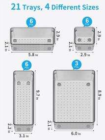 img 3 attached to Лотки-органайзеры для ящиков стола из 21 упаковки: 4 разных размера для универсального хранения в ванной, макияже, спальне, кухне и офисных принадлежностях - JARLINK (черный)