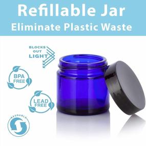 img 2 attached to Set Of 3 Cobalt Blue Thick Wall Glass Jars - 1 Oz / 30 Ml Size, BPA-Free, Airtight, And Smell Proof Containers For Storage