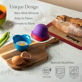 img 2 attached to 4 Set Kitzini Poached Egg Cup: BPA Free, Microwave & Dishwasher Safe, Nonstick Silicone Egg Pod Perfect For No Mess Cooking!