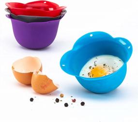 img 4 attached to 4 Set Kitzini Poached Egg Cup: BPA Free, Microwave & Dishwasher Safe, Nonstick Silicone Egg Pod Perfect For No Mess Cooking!