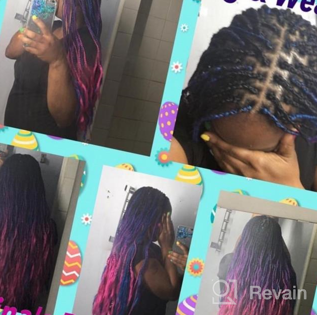 img 1 attached to Synthetic Crochet Braids Hair - Jumbo Box Braid Hair Extension In Black-Purple-Rose, 24 Inch - Pack Of 5 For Crochet Braiding And Twist Hairstyles review by Jermaine Logan