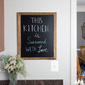 img 1 attached to Farmhouse Wooden Magnetic Chalkboard Sign - 18X22 Inch Rustic Brown Wall Hanging Board For Kitchen, Wedding, Restaurant Menu & Home Decor