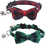 🐱 adjustable safety plaid cat collar set with cute bow tie and bell for kitty - imikoko, breakaway design (2 pack) logo