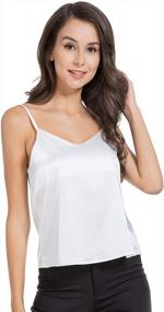 img 4 attached to Women'S V-Neck Satin Camisole Soft Satin Sleeveless Tank Top By AUQCO