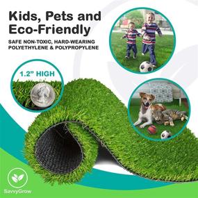 img 1 attached to SavvyGrow Realistic Astroturf Rug 5 Ft X 8 Ft- Premium 4 Tone Synthetic Astro Turf, Easy To Clean With Drain Holes - Patio Grass Backdrop - Non Toxic Eco-Friendly (Many Sizes)