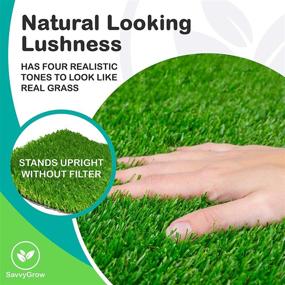 img 3 attached to SavvyGrow Realistic Astroturf Rug 5 Ft X 8 Ft- Premium 4 Tone Synthetic Astro Turf, Easy To Clean With Drain Holes - Patio Grass Backdrop - Non Toxic Eco-Friendly (Many Sizes)
