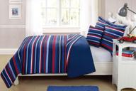 ocean-inspired fun colorful quilt bedspread set: elegant home decor with multicolor light & dark blue red white striped design, full size, including decorative pillow - perfect for kids/boys logo