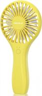 stay cool on the go with the tripole mini handheld fan: portable, rechargeable, and adjustable speeds in cheerful yellow logo