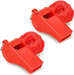 img 4 attached to Красный аварийный свисток из 2 шт. со шнурком - сверхгромкий пластик для самообороны, спасателей и чрезвычайных ситуаций | Фья Свисток