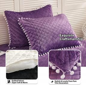 img 2 attached to LIFEREVO Luxury Plush Shaggy Duvet Cover Set Luxury Ultra Soft Crystal Velvet Bedding(1 Faux Fur Duvet Cover And 2 Pompoms Fringe Pillow Shams) Solid,Zipper Closure(Queen, Purple)