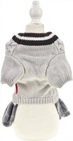 img 2 attached to Medium Grey Dog Sweater Dress Wool Tutu Skirt Winter Warm Knitted Clothes For Small Medium Dogs Girls FLAdorepet