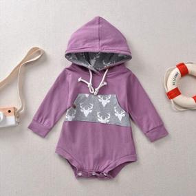 img 2 attached to Очаровательный комбинезон с капюшоном с оленем для новорожденного мальчика или девочки - толстовка с длинным рукавом, включая брюки