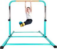 sgs approved 5ft/6ft no wobble gymnastics kip bar with fiberglass rail & 304 stainless steel regulating arms - adjustable height 3'-5' logo