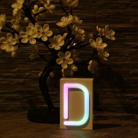 img 4 attached to OYE HOYE D Letter LED Neon Sign Light, Multi Color Changing Art Sign Light For Home Decoration, Bedroom, Lounge, Office, Wedding, Christmas Party Operated By USB Or AA Battery
