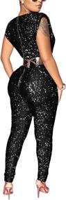 img 3 attached to 💫 Sparkle and Shine in Aro Lora Glitter Bodycon Jumpsuits! Discover Trendy Women's Clothing at Jumpsuits, Rompers & Overalls Collection