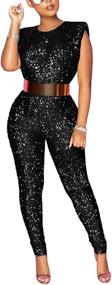 img 2 attached to 💫 Sparkle and Shine in Aro Lora Glitter Bodycon Jumpsuits! Discover Trendy Women's Clothing at Jumpsuits, Rompers & Overalls Collection