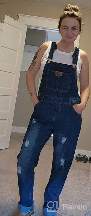 img 1 attached to Stylishly Ripped: Women'S Adjustable Strap Denim Overalls By AvaCostume review by Angela Jackson