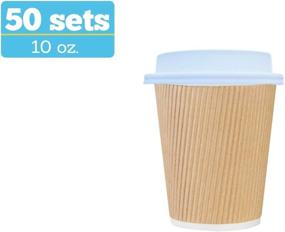 img 2 attached to ☕️ 50-pack of 1InTheHome 10 Oz Disposable Insulated Ripple Wall Paper Hot Cups with Lids - Perfect for Coffee, Tea, and Hot Beverages