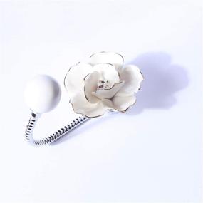 img 2 attached to MDPLY Beautiful Ceramic Wall Coat Hook with 3D Flower Design - Decorative Chrome Robe Hook for Kitchen, Bathroom, Office - Ideal for Scarves, Bags, Towels, Hats, and More (Camellia White)