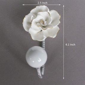 img 3 attached to MDPLY Beautiful Ceramic Wall Coat Hook with 3D Flower Design - Decorative Chrome Robe Hook for Kitchen, Bathroom, Office - Ideal for Scarves, Bags, Towels, Hats, and More (Camellia White)
