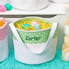 img 3 attached to Personalized Soft & Light Green Easter Basket - Perfect For Easter Gifts!
