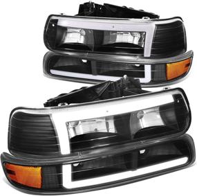 img 4 attached to 💡 DNA Motoring 4-HL-SILV99-DRL-BK-AM - High-Quality LED L Running Lights for 99-02 Silverado 1500 2500, Black/Clear