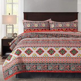 img 4 attached to King Size 3-Piece Lightweight Cotton Travan Boho Quilt Set - Perfect For All Seasons!