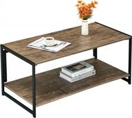складные журнальные столики для гостиной: сборка не требуется, промышленные двухъярусные диваны-столы с местом для хранения, коричневые (39,3 х 19,6 х 17,7 дюймов) логотип