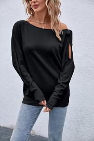 img 3 attached to Stylish And Chic: Women'S Boat Neck Batwing Sweater With Asymmetrical Tie Knot Design