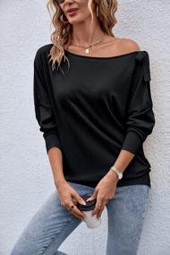 img 2 attached to Stylish And Chic: Women'S Boat Neck Batwing Sweater With Asymmetrical Tie Knot Design