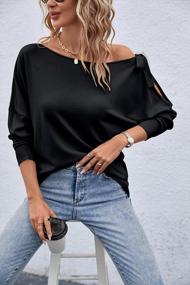 img 1 attached to Stylish And Chic: Women'S Boat Neck Batwing Sweater With Asymmetrical Tie Knot Design