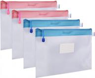 wisdompro 4-pack водонепроницаемые сетчатые пакеты на молнии розового и синего цвета - прочные органайзеры для документов формата letter логотип