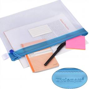 img 3 attached to Wisdompro 4-Pack Водонепроницаемые сетчатые пакеты на молнии розового и синего цвета - прочные органайзеры для документов формата Letter