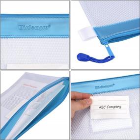 img 1 attached to Wisdompro 4-Pack Waterproof Mesh Zipper Pouches In Pink And Blue - Durable Letter-Size Document Organizers