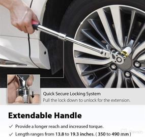 img 2 attached to 🔧 FIRSTINFO 1/2-Inch Drive Flexible Extendable Ratchet Wrench, Locking & Reversible with Soft-Grip Handle and Geared Action (13.8-19.3 Inches Length)