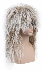 img 3 attached to Brown Gradient White Long Curly Wig For Men And Women - Rocker Mullet Party Costume Wig, Perfect For 70S And 80S Look!