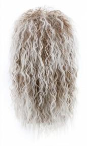 img 1 attached to Brown Gradient White Long Curly Wig For Men And Women - Rocker Mullet Party Costume Wig, Perfect For 70S And 80S Look!