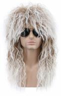 brown gradient white long curly wig for men and women - rocker mullet party costume wig, perfect for 70s and 80s look! logo