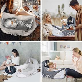 img 1 attached to 🛏️ Beberoad Love Travel Bassinet - Portable Baby Bed for Newborn Infants with Folding Bed Mini Crib, Mosquito Net, and Canopy. Lightweight, Washable, and Foldable - Grey