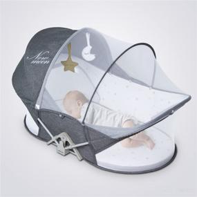 img 3 attached to 🛏️ Beberoad Love Travel Bassinet - Portable Baby Bed for Newborn Infants with Folding Bed Mini Crib, Mosquito Net, and Canopy. Lightweight, Washable, and Foldable - Grey