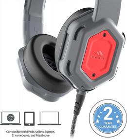 img 2 attached to 🎧 Brenthaven Edge Rugged Over Ear Headphones for K-12 Students - Gray/Red, Durable Ear Pads, Twistable Headband, Chew Proof Cord (80dB/107dB)