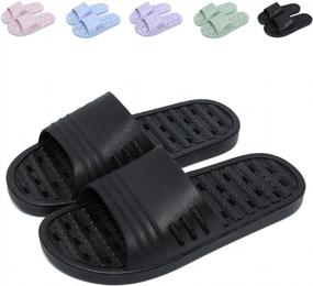 img 4 attached to Men'S And Women'S Quick-Drying FINLEOO Shower Slippers With Drainage Holes, Soft Sole Open Toe House Sandal Gym Slippers