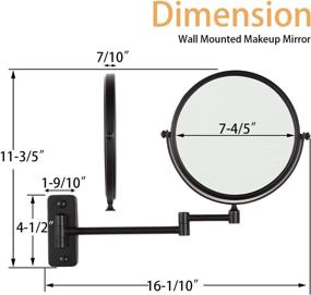 img 1 attached to 💄 KAIIY Matte Black Wall Mounted Makeup Mirror - Extends 8'', Two-Sided Swivel 5X Magnification, Ideal for Bathroom, Hotel, and Cosmetic Use