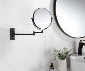 img 3 attached to 💄 KAIIY Matte Black Wall Mounted Makeup Mirror - Extends 8'', Two-Sided Swivel 5X Magnification, Ideal for Bathroom, Hotel, and Cosmetic Use