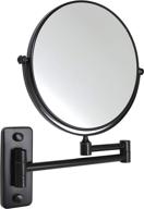 💄 kaiiy matte black wall mounted makeup mirror - extends 8'', two-sided swivel 5x magnification, ideal for bathroom, hotel, and cosmetic use logo